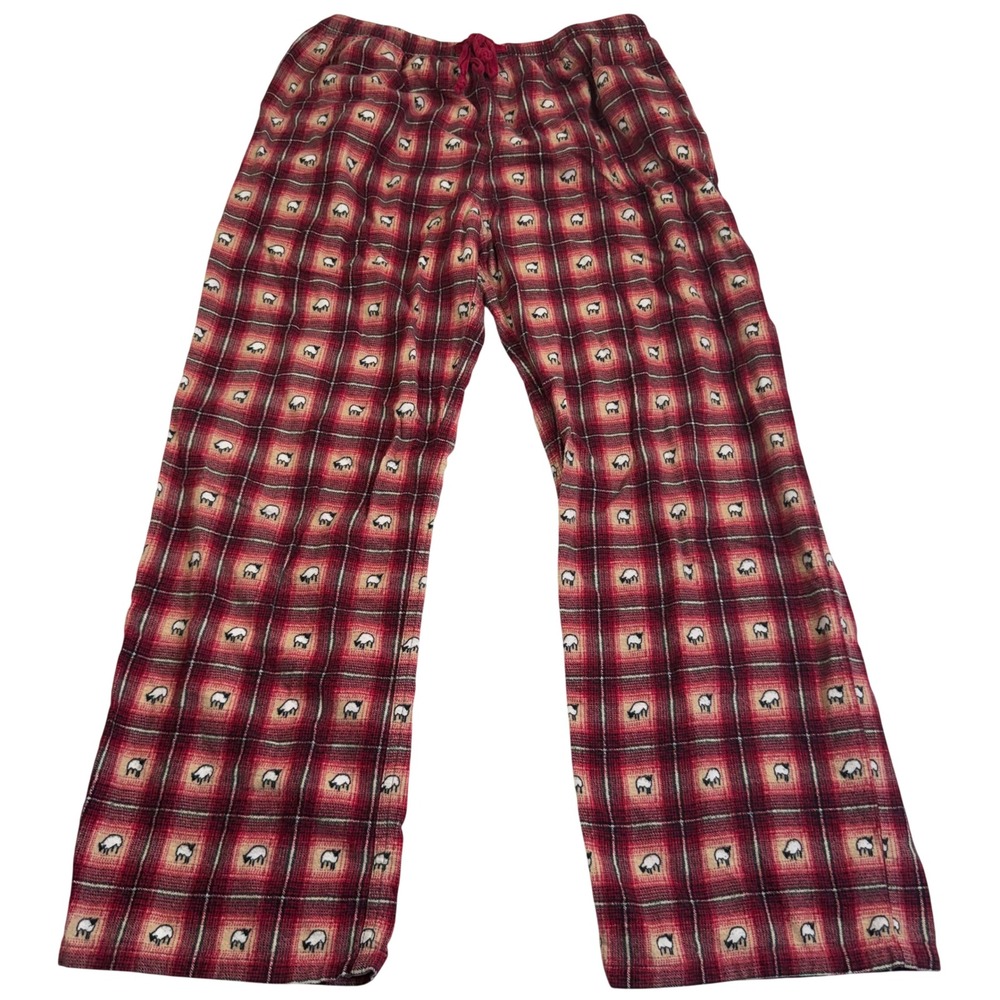 Woolrich Pajama Pants S Red Ruby Sheep Plaid Vintage Cotton Flannel Loungewear